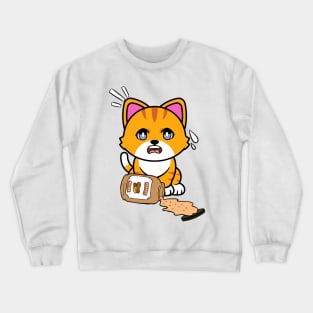 Cute Orange Cat spilled a jar of peanut butter Crewneck Sweatshirt